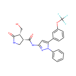 O=C1NC[C@@H](C(=O)Nc2cc(-c3cccc(OC(F)(F)F)c3)n(-c3ccccc3)n2)[C@H]1CO ZINC000169707175