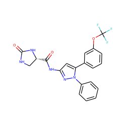 O=C1NC[C@@H](C(=O)Nc2cc(-c3cccc(OC(F)(F)F)c3)n(-c3ccccc3)n2)N1 ZINC000169707186