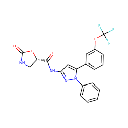 O=C1NC[C@@H](C(=O)Nc2cc(-c3cccc(OC(F)(F)F)c3)n(-c3ccccc3)n2)O1 ZINC000169707184