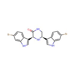 O=C1NC[C@@H](c2c[nH]c3cc(Br)ccc23)N[C@H]1c1c[nH]c2cc(Br)ccc12 ZINC000015266927