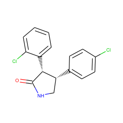 O=C1NC[C@@H](c2ccc(Cl)cc2)[C@H]1c1ccccc1Cl ZINC000096929874