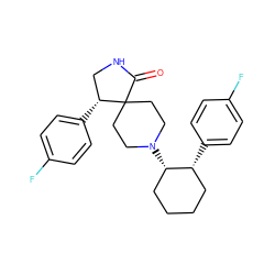 O=C1NC[C@@H](c2ccc(F)cc2)C12CCN([C@H]1CCCC[C@H]1c1ccc(F)cc1)CC2 ZINC000036222067