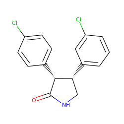 O=C1NC[C@@H](c2cccc(Cl)c2)[C@H]1c1ccc(Cl)cc1 ZINC000096929846