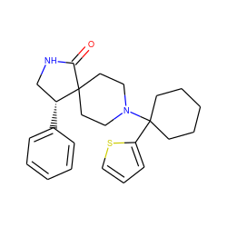 O=C1NC[C@@H](c2ccccc2)C12CCN(C1(c3cccs3)CCCCC1)CC2 ZINC000038147581