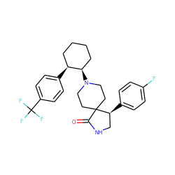 O=C1NC[C@H](c2ccc(F)cc2)C12CCN([C@@H]1CCCC[C@@H]1c1ccc(C(F)(F)F)cc1)CC2 ZINC000115317378