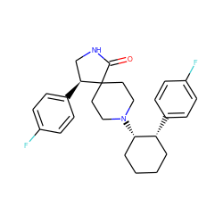 O=C1NC[C@H](c2ccc(F)cc2)C12CCN([C@H]1CCCC[C@H]1c1ccc(F)cc1)CC2 ZINC000038147542