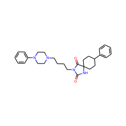 O=C1NC2(CCC(c3ccccc3)CC2)C(=O)N1CCCCN1CCN(c2ccccc2)CC1 ZINC000474606012