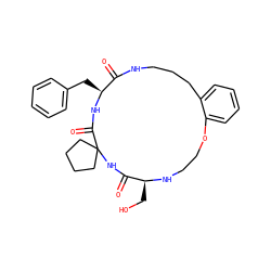 O=C1NC2(CCCC2)C(=O)N[C@@H](Cc2ccccc2)C(=O)NCCCc2ccccc2OCCN[C@H]1CO ZINC001772625896