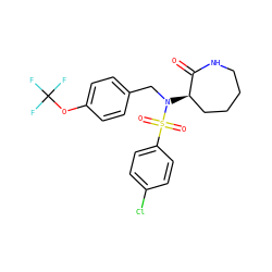 O=C1NCCCC[C@H]1N(Cc1ccc(OC(F)(F)F)cc1)S(=O)(=O)c1ccc(Cl)cc1 ZINC000028957657