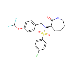 O=C1NCCCC[C@H]1N(Cc1ccc(OC(F)F)cc1)S(=O)(=O)c1ccc(Cl)cc1 ZINC000028957602