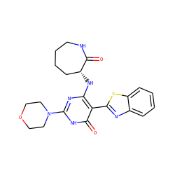 O=C1NCCCC[C@H]1Nc1nc(N2CCOCC2)[nH]c(=O)c1-c1nc2ccccc2s1 ZINC000473112142