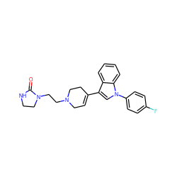 O=C1NCCN1CCN1CC=C(c2cn(-c3ccc(F)cc3)c3ccccc23)CC1 ZINC000013600919