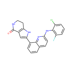 O=C1NCCc2[nH]c(-c3cccc4ccc(Nc5c(F)cccc5Cl)nc34)cc21 ZINC000222377767