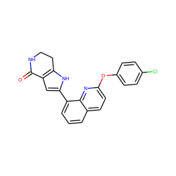 O=C1NCCc2[nH]c(-c3cccc4ccc(Oc5ccc(Cl)cc5)nc34)cc21 ZINC000222360216