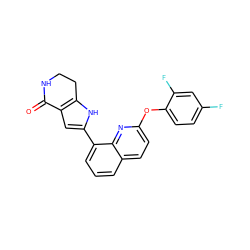 O=C1NCCc2[nH]c(-c3cccc4ccc(Oc5ccc(F)cc5F)nc34)cc21 ZINC000222351378