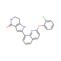 O=C1NCCc2[nH]c(-c3cccc4ccc(Oc5ccccc5Cl)nc34)cc21 ZINC000223408175