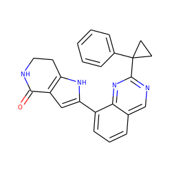 O=C1NCCc2[nH]c(-c3cccc4cnc(C5(c6ccccc6)CC5)nc34)cc21 ZINC000222428550