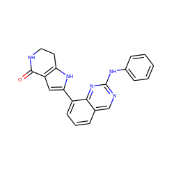 O=C1NCCc2[nH]c(-c3cccc4cnc(Nc5ccccc5)nc34)cc21 ZINC000222356623