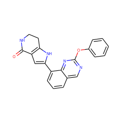 O=C1NCCc2[nH]c(-c3cccc4cnc(Oc5ccccc5)nc34)cc21 ZINC000222383739