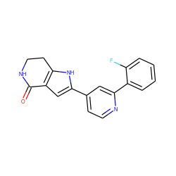 O=C1NCCc2[nH]c(-c3ccnc(-c4ccccc4F)c3)cc21 ZINC000016052794