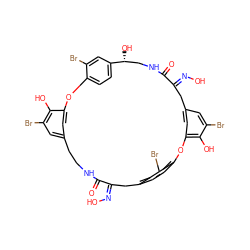 O=C1NCCc2cc(Br)c(O)c(c2)Oc2ccc(cc2Br)[C@H](O)CNC(=O)/C(=N/O)Cc2cc(Br)c(O)c(c2)Oc2ccc(cc2Br)C/C1=N/O ZINC000150545515