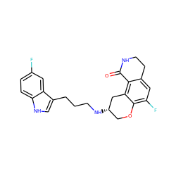 O=C1NCCc2cc(F)c3c(c21)C[C@@H](NCCCc1c[nH]c2ccc(F)cc12)CO3 ZINC000034841906