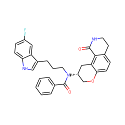 O=C1NCCc2ccc3c(c21)C[C@@H](N(CCCc1c[nH]c2ccc(F)cc12)C(=O)c1ccccc1)CO3 ZINC000045394483