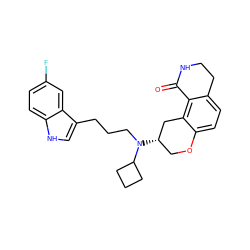 O=C1NCCc2ccc3c(c21)C[C@@H](N(CCCc1c[nH]c2ccc(F)cc12)C1CCC1)CO3 ZINC000034841823