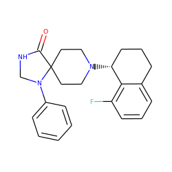 O=C1NCN(c2ccccc2)C12CCN([C@@H]1CCCc3cccc(F)c31)CC2 ZINC000028886266