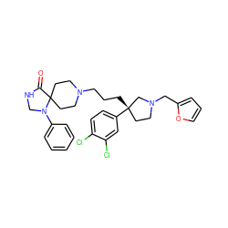 O=C1NCN(c2ccccc2)C12CCN(CCC[C@]1(c3ccc(Cl)c(Cl)c3)CCN(Cc3ccco3)C1)CC2 ZINC000049881468