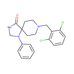 O=C1NCN(c2ccccc2)C12CCN(Cc1c(Cl)cccc1Cl)CC2 ZINC000028885758