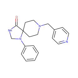 O=C1NCN(c2ccccc2)C12CCN(Cc1ccncc1)CC2 ZINC000028885706