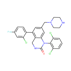 O=C1NCc2c(-c3ccc(F)cc3Cl)cc(CN3CCNCC3)cc2N1c1c(Cl)cccc1Cl ZINC000022926588