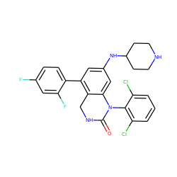 O=C1NCc2c(-c3ccc(F)cc3F)cc(NC3CCNCC3)cc2N1c1c(Cl)cccc1Cl ZINC000013487122