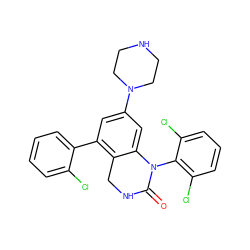 O=C1NCc2c(-c3ccccc3Cl)cc(N3CCNCC3)cc2N1c1c(Cl)cccc1Cl ZINC000013487118