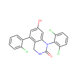 O=C1NCc2c(-c3ccccc3Cl)cc(O)cc2N1c1c(Cl)cccc1Cl ZINC000014962904