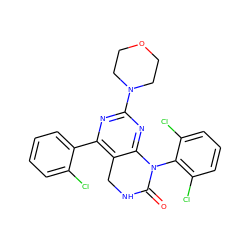 O=C1NCc2c(-c3ccccc3Cl)nc(N3CCOCC3)nc2N1c1c(Cl)cccc1Cl ZINC000014962974