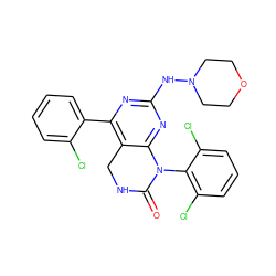 O=C1NCc2c(-c3ccccc3Cl)nc(NN3CCOCC3)nc2N1c1c(Cl)cccc1Cl ZINC000014962970