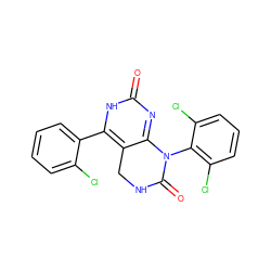 O=C1NCc2c(nc(=O)[nH]c2-c2ccccc2Cl)N1c1c(Cl)cccc1Cl ZINC000014962943