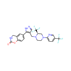 O=C1NCc2cc(-c3[nH]ncc3CN3CCN(c4ccc(C(F)(F)F)cn4)C[C@@H]3C(F)(F)F)ccc2O1 ZINC000144036097