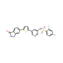 O=C1NCc2cc(-c3ccc(-c4cncc(NS(=O)(=O)c5ccc(F)cc5F)c4)s3)ccc21 ZINC000145452985