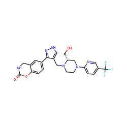 O=C1NCc2cc(-c3n[nH]cc3CN3CCN(c4ccc(C(F)(F)F)cn4)C[C@H]3CO)ccc2O1 ZINC000148674422