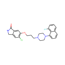 O=C1NCc2cc(Cl)c(OCCCN3CCN(c4cccc5cccc(F)c45)CC3)cc21 ZINC000064540112