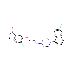 O=C1NCc2cc(F)c(OCCCN3CCN(c4cccc5cc(F)ccc45)CC3)cc21 ZINC000064540138