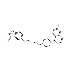 O=C1NCc2ccc(OCCCCN3CCN(c4cccc5cc(F)ccc45)CC3)cc21 ZINC000064539398