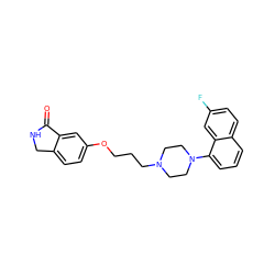 O=C1NCc2ccc(OCCCN3CCN(c4cccc5ccc(F)cc45)CC3)cc21 ZINC000064540773