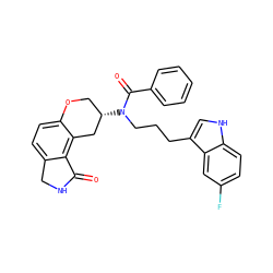 O=C1NCc2ccc3c(c21)C[C@@H](N(CCCc1c[nH]c2ccc(F)cc12)C(=O)c1ccccc1)CO3 ZINC000045349286