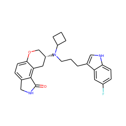 O=C1NCc2ccc3c(c21)C[C@@H](N(CCCc1c[nH]c2ccc(F)cc12)C1CCC1)CO3 ZINC000045335820