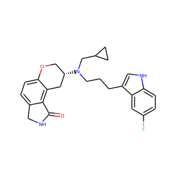 O=C1NCc2ccc3c(c21)C[C@@H](N(CCCc1c[nH]c2ccc(F)cc12)CC1CC1)CO3 ZINC000045375123