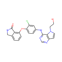 O=C1NCc2cccc(Oc3ccc(Nc4ncnc5ccn(CCO)c45)cc3Cl)c21 ZINC000084669887